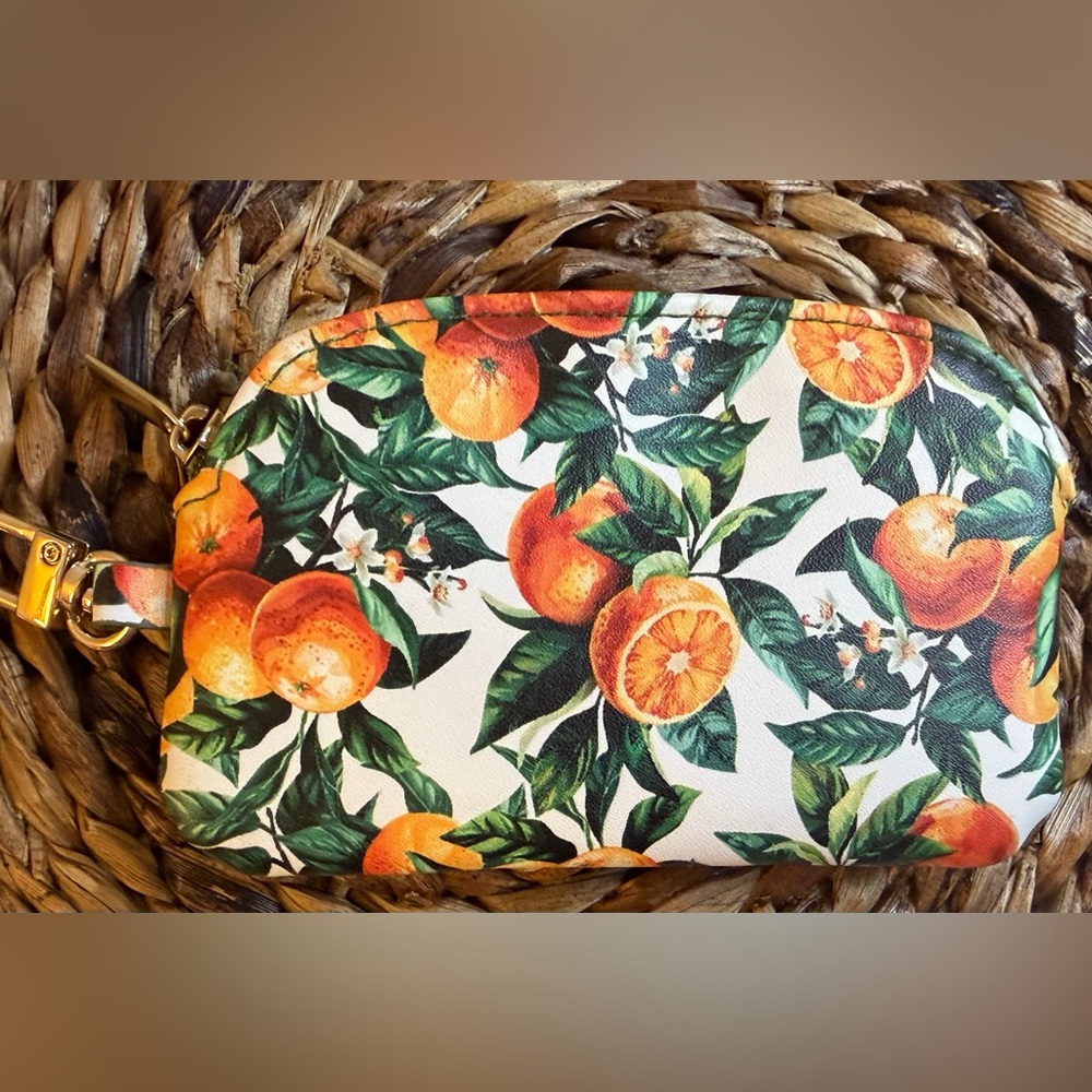 Rachel Zoe Citrus Orange Print  Keychain Clutch